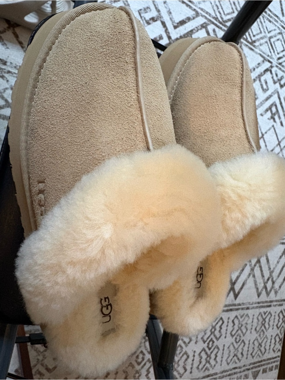 UGG Women's Sand Suede Shearling-Lined Slippers